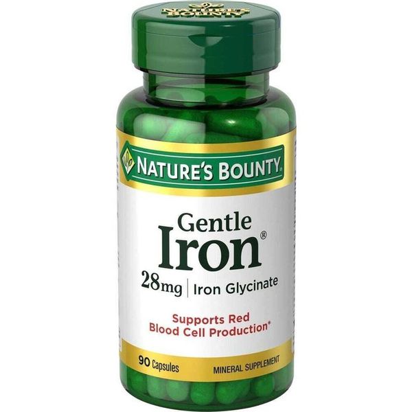 Nature's Bounty Gentle Iron 28mg 90 Capsules, 2 Counts, 90 Tablets