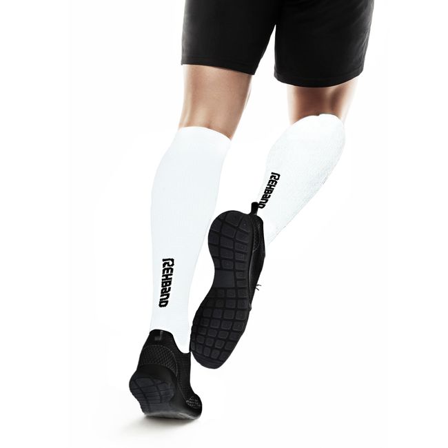 Rehband Kompressionsstrümpfe Herren & Damen, 1 Paar, Kompressionssocken Sport, Stützstrumpf 15-20 mmHg, Farbe:Weiss, Größe:XL