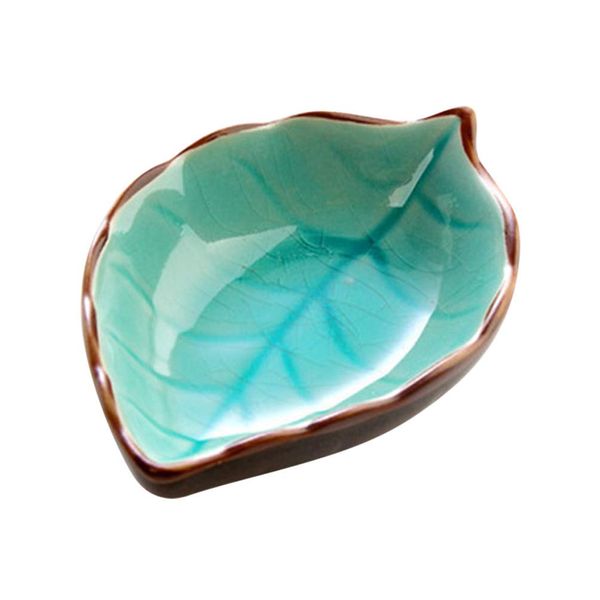 DOITOOL Leaf Shaped Ceramic Dish, Tea Bag Holder Porcelain Appetizer Plate Sauce Dishes, Vinegar Spice Salad Sushi Soy Sauce Dipping Bowl, Sushi Dinnerware (Random Pattern and Color)