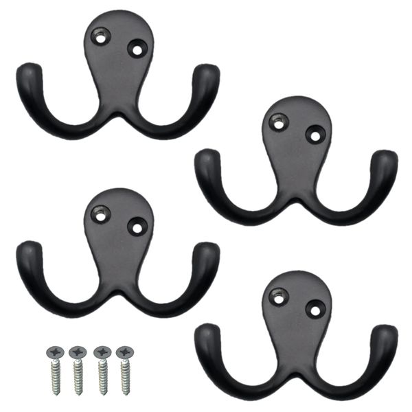 EAI Twin Robe Hook Matt Black - Pack of 4