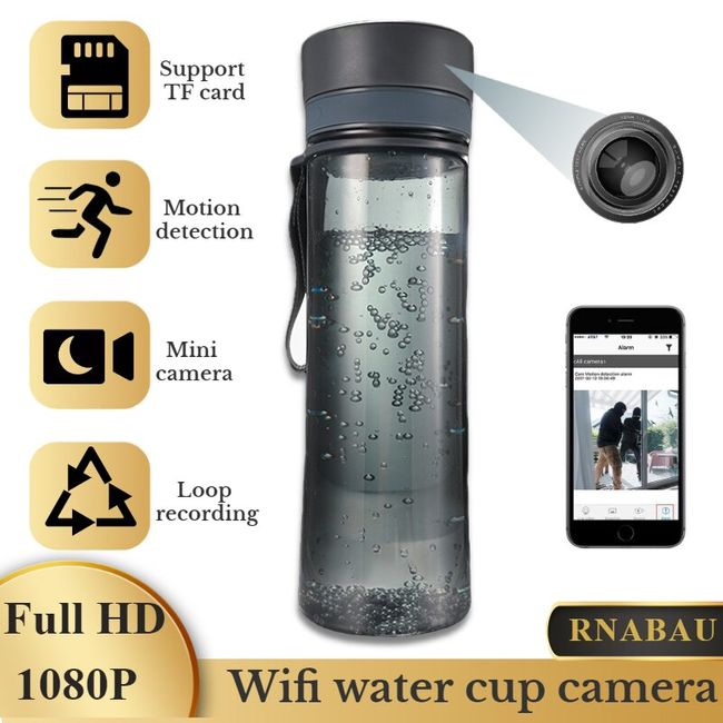 Water Bottle Hidden Spy Camera w/ Motion Detection