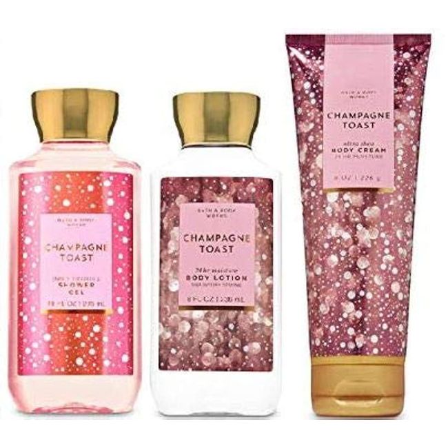 Bath and Body Works Champagne Toast Gift Set - Body Lotion - Body Cream and Shower Gel - Full Size