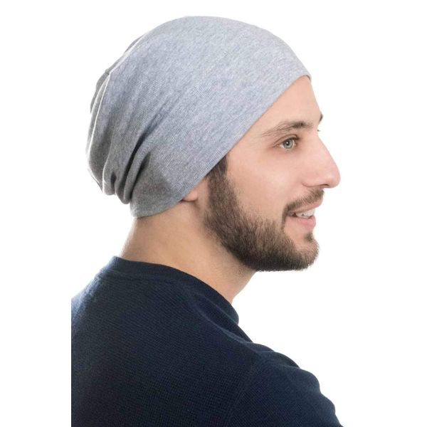 Headcovers Unlimited Mens Relaxed Beanie-Caps for Men with Chemo Cancer Hair Loss Charcoal