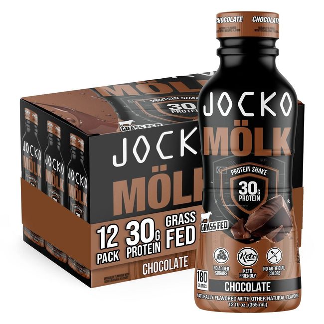 Jocko Mölk Chocolate Protein Shakes – Naturally Flavored Protein Drinks, KETO...