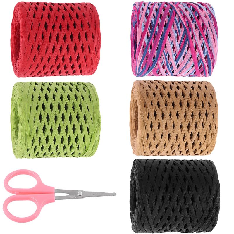 Keadic 218 Yards Raffia Paper Craft Ribbon, Natural Raffia String Kraft ...