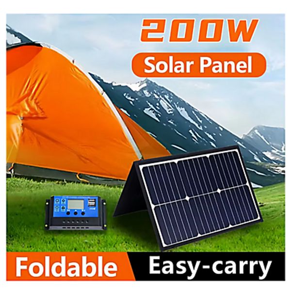 200W Portable Foldable Solar Panel Kit Generator Power Station RV 21% Efficiency