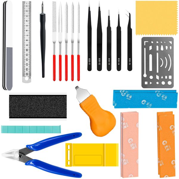 Yauhar 28Pcs Hobby Building Tools Kit, Modeler Basic Tools Craft Set for Gundam Model Building Assembling Repairing