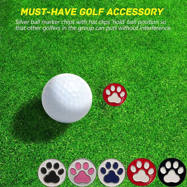 Ikiretmua Golf Marker Paw Magnetic Golf Marker Clip with Hat Clip Pedestal Magnetic Clip Golf Equipment Golf Goods Father's Day Gift (Red + White (Set of 2))