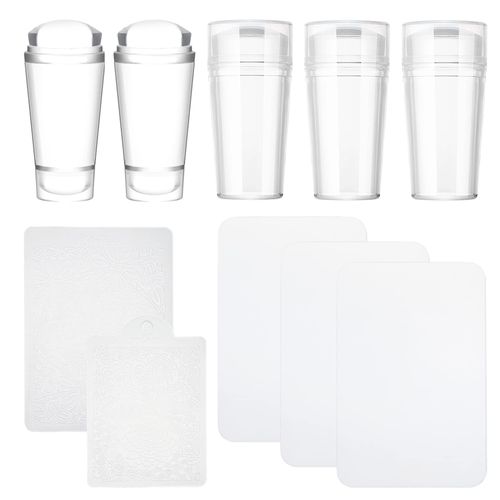Allazone 9 Pz Kit per Timbri per Unghie, Stamper per Unghie Jelly Nail Art Stamper Stampo per Timbratura per French Smile con Raschietto Strumento per Timbratura per Manicure