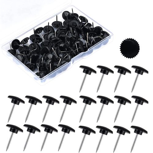 YOUOWO Push Tacks Push Pins Black Push Pins Pins Pins Black 100 Pieces Taiko Tacks Fasteners Decorative Nails Antique Style Sofa Shoes Door Decoration