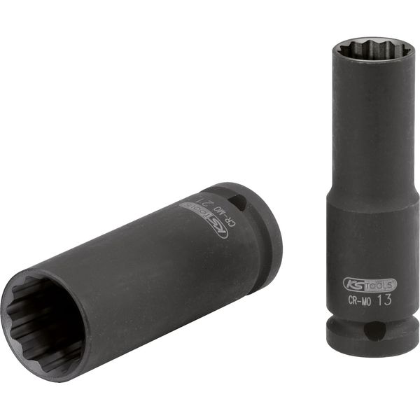 KS Tools 5150954 Impact Socket, Long, 21 mm 12-Point 1/2-Inch Square Drive