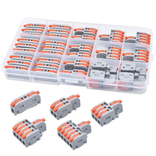 XALXMAW 32Pcs Lever Wire Connectors, DIY Mini Compact Splicing Assortment Quick Electrical Connector Kit for 24-12 AWG