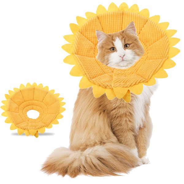 Schutzkragen Halskrause Pet Recovery E Collar Baumwolle Sunflower Collar Neck Cone Kegelkragen Pet Protective Collar für Hund und Katze