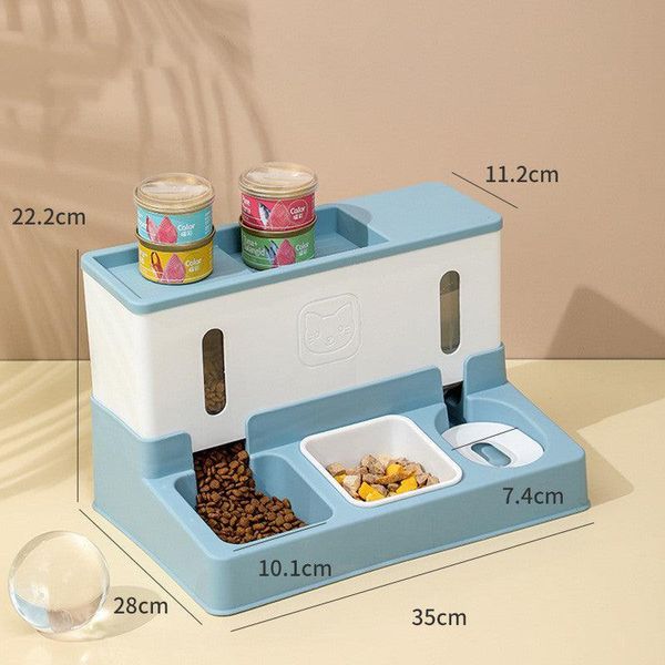 Automatic Pet Feeder With Continuous Water Refilling - Blue