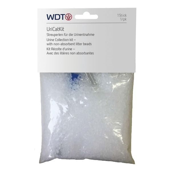 WDT UriCat Spezial-Katzenstreu | 3er Pack | 3 x 200 g | Katzenstreu für die Urinprobengewinnung | Zur Untersuchung des Urins | Mit Pipette und verschließbarem Probenröhrchen