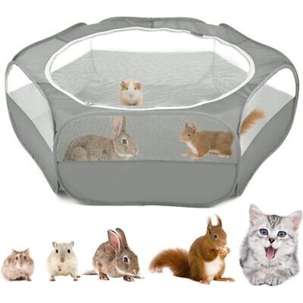 Small Animals Playpen, Waterproof Breathable Indoor Pet Cage Tent with Gray