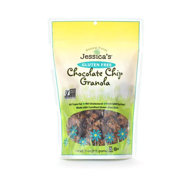 Jessica's Natural Foods Gluten-Free Chocolate Chip Granola 11 oz. - All-Natural Granola, Non GMO Breakfast Cereal and Snack, Certified Gluten Free - Chocolate Chip