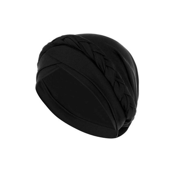 Kopftuch Frauen Beanie Turban Baumwolle Indische Turban-Hüte Multifunktional Schlaf Mütze Headwear Head Wraps Kopfbedeckung Muslimischen Schal für Alopezie Haarverlust Urlaub Ausflug (Schwarz)