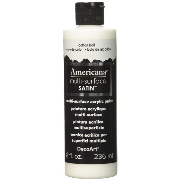 DecoArt Americana Multi-Surface Satin Acrylic Paint, 8-Ounce, Cotton Ball