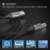 Sonero USB 2.0 Cable, 5m, Space Grey/Black, USB-A to USB-B, 480MB/s, Ideal for Printer Data Transfer