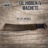Gil Hibben IV Machete Knife with Leather Sheath | Heat Forged 1090 Carbon Steel | Weathered Blade Finish | Black Cord-Wrapped Handle | Rugged Machete for Practical Use | 18 1/4" Overall