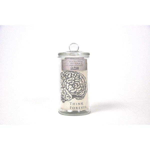 Mr Sci Glass Specimen Jar & Tote Bag Think Forever (brain)