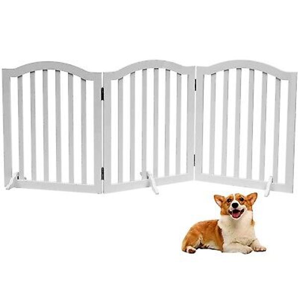 Wooden Dog Gate Foldable Pet Fence Freestanding Pet Gates,Dog Gate for Stairs...