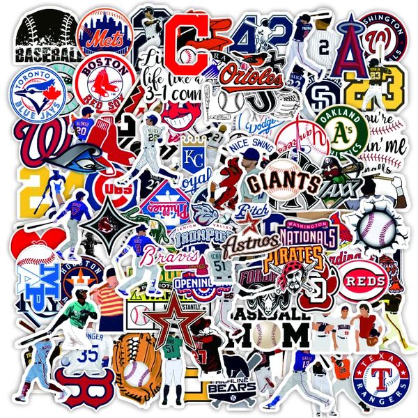 Baseball Sticker Set, 100 Pieces, Waterproof, Brand Stickers, Suitable for Suitcases, Cars, Motorcycles, Helmets, Skateboarding, Guitars, Others