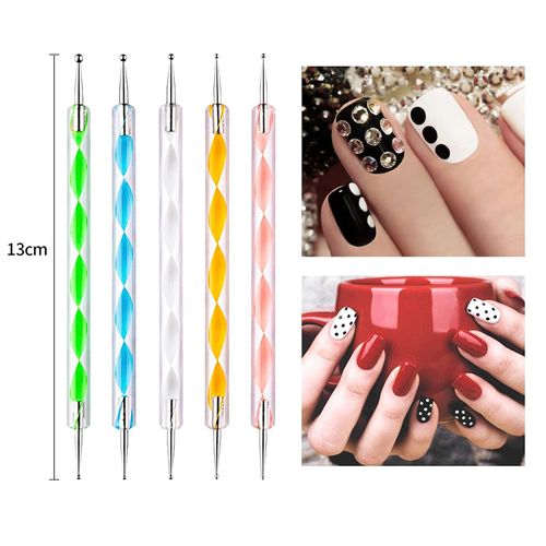 5pcs Penne Double Sided Punteggia Nail punteggia Detailing Pen Manicure Kit Per Argilla Sculpting Chiodo Di Arte