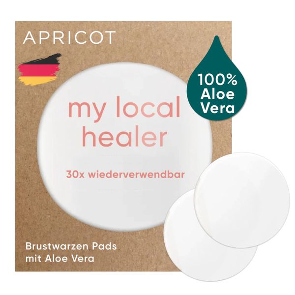 APRICOT Silikon Pads für wunde Brustwarzen in der Stillzeit oder nach Operation I 30x wiederverwendbare Brustwarzen Pads mit Aloe Vera I Wochenbett Zubehör I Made in Germany