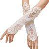CHENGZI Wedding Satin Pair Lace Embroidered Fingerless Gloves