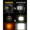 AUXBEAM 4" Side Shooter Square LED Work Driving Light Spot Pods+Black Covers Kit