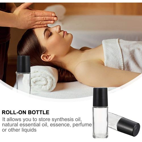 Qintreesify 2Pcs Black Clear Empty Glass Essential Oil Roller Bottles Vials Containers Refillable Roll-on Bottles with Refillable Containers Tools and Accessories (30ML)