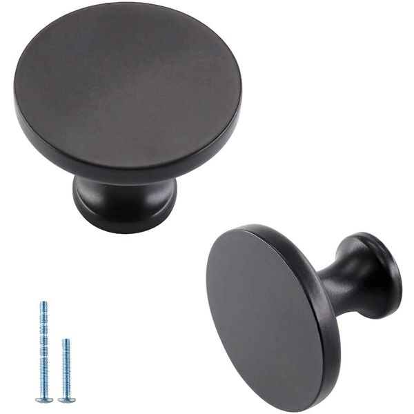 homdiy Cabinet Knobs Black Drawer Knobs Modern Cabinet Door Knobs 5Pack- HDLS9189BK Modern Drawer Dresser Knobs Single Hole Cupboard Knobs Round Knobs for Kitchen Cabinets