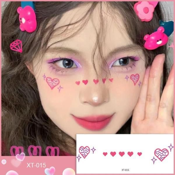 Cute Flower Butterfly Knot Heart Face Sticker, Temporary Tattoo, Star Shape Painting, Makeup Tool, Party Decoration, 1PC