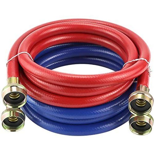 2 PACK 6FT Rubber Washing Machine Hoses Burst Proof Water Supply Lines for Hot