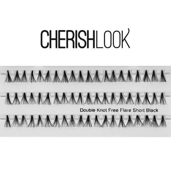 Cherishlook Professional 10packs Eyelashes - (Knot Free) Flare Black (Double Short)