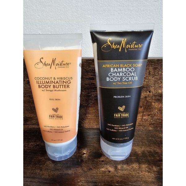 Shea Moisture Bamboo Charcoal Body Scrub , Coconut & Hibiscus Illuminating Body