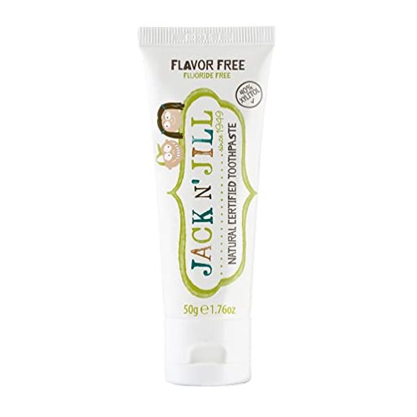 Jack N' Jill Natural Kids Toothpaste - Flavor Free - Organic, Gluten Free, Vegan, BPA Free, Fluoride Free, SLS Free, Dairy Free - Make Toothbrushing Fun - 1.76 oz (Pack of 1)