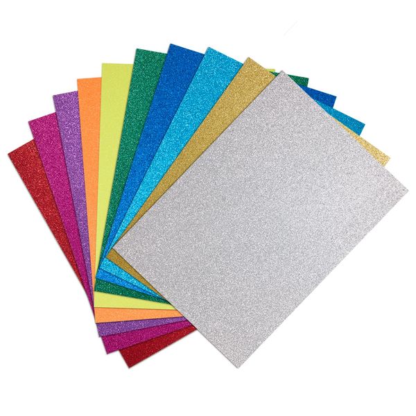 Springboard A4 Glitter Card Sheets - 230gsm Non Shed Glitter Cardstock for Card Making - Glitter Card Compatible w/Die-Cutting Machines - Sparkly Craft Supplies - Assorted Colours - 10-Pack