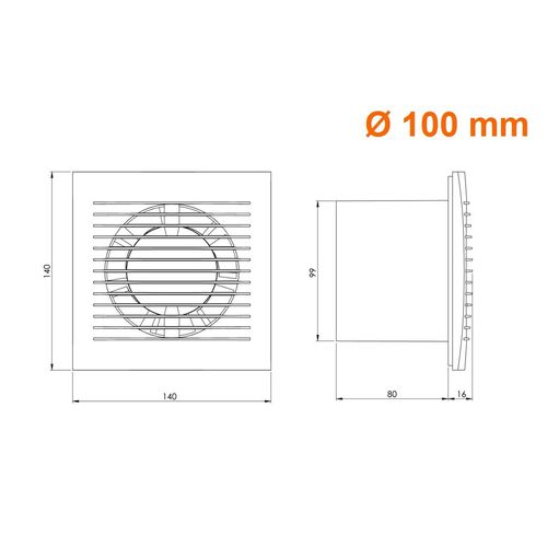 4 inch/100mm Bathroom Toilet Wall/Ceiling Extractor Fan with Timer - Ventilation Fan - Colour Gold