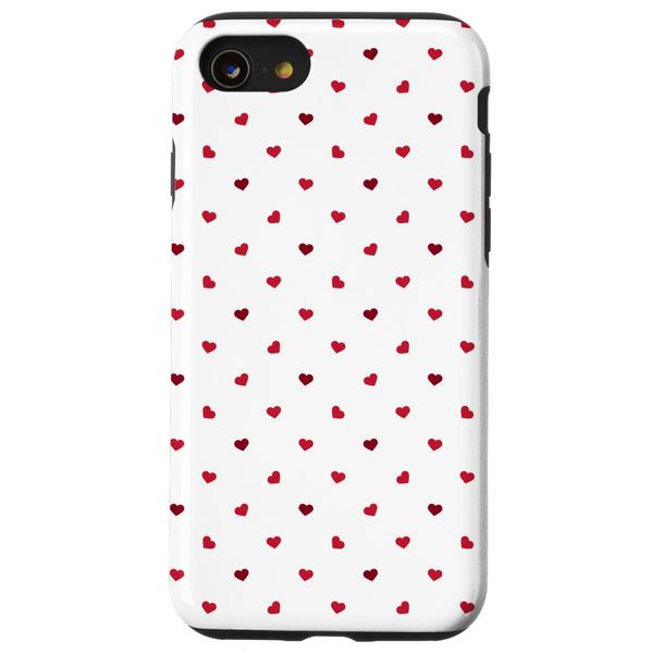 iPhone SE (2020) / 7 / 8 Elegant Minimalist Hearts Red White Pattern Valentine's Day Case