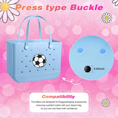 ZEOXUER Bogg Bag Charms Soccer, Accessories Charms PVC Rubber Compatible with Bogg Bag Original All Models, Insert Decorative Charms for Handbag Beach Tote Bag