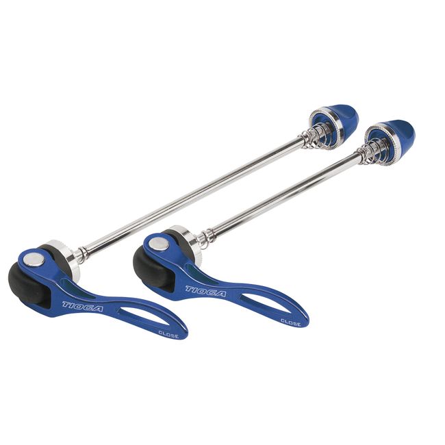 TIOGA Forged Quick Release Set of 2, Rear End Width 5.3 inches (135 mm), Blue