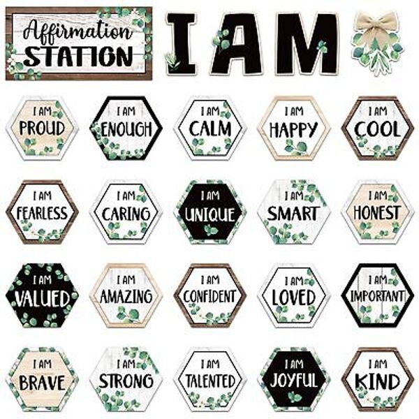 Eucalyptus Affirmation Station Bulletin Board Set Motivational Posters