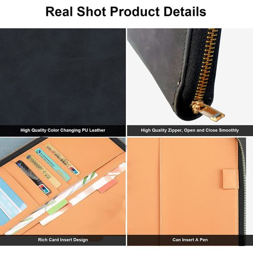 BetterJonny A5 Notebook Cover, Zipper Periodicals Notebook Cover, YKK Zipper, PU Leather, Schedule Book Cover, Hand Sewn, Card Storage, Pen Holder, Waterproof, Managing Schedules, For People Who Can