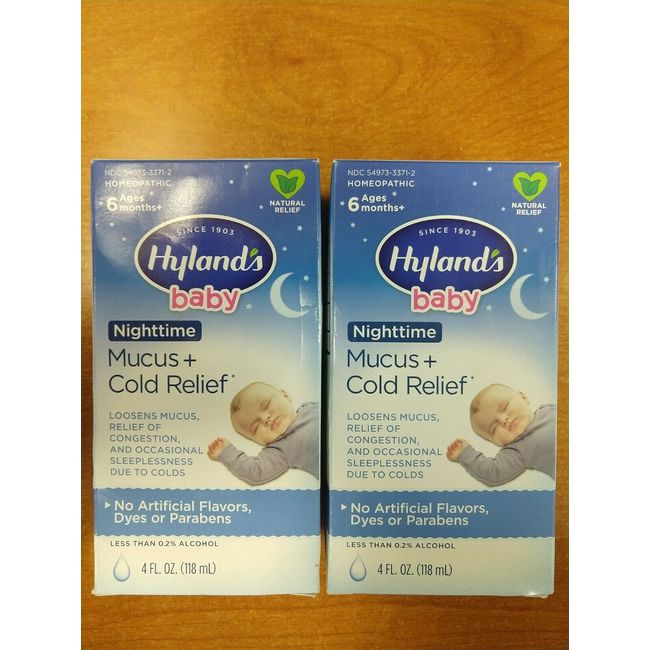 2 PK: Hyland's Baby Mucus + Cold Relief, Nighttime 4oz DAMG BOXES (7121) -R4P4