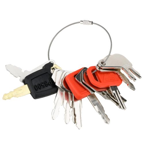 12 Heavy Equipment Keys, Construction Key Master Set for Cat Caterpillar Case JD John Deere Hyster Komatsu Takeuchi Lucas Ford New Holland Keys Heavy Equipment