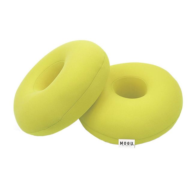 MOGU Beads Cushion, Yellow-Green, Set of 2, Circle Pad, Light Green (Total Length: Approx. 8.9 inches (22.5 cm)