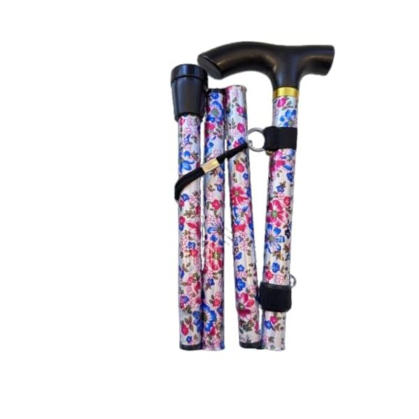 Floral Folding Walking Stick: Stylish Support for On-the-Go Mobility